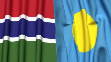 GAMBIA ve PALAU bayrakları gerçekçi kumaş dokusuyla