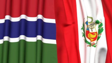 GAMBIA ve Peru 'nun gerçekçi kumaşlı bayrakları