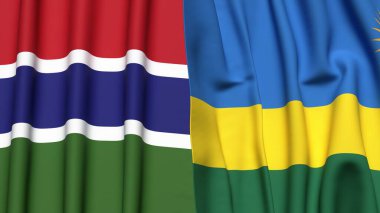 GAMBIA ve Rwanda bayrakları gerçekçi kumaş dokusuyla