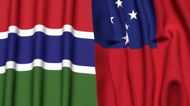 GAMBIA ve SAMOA bayrakları gerçekçi kumaş dokusuyla