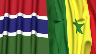 GAMBIA ve SENeGAL bayrakları gerçekçi kumaş dokusuna sahip
