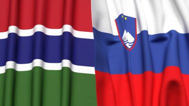 GAMBIA ve SLOVENIA bayrakları gerçekçi kumaş dokusuna sahip