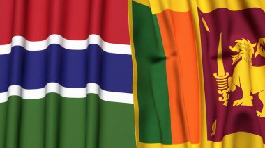 GAMBIA ve SRI LANKA bayrakları gerçekçi kumaş dokusuna sahip