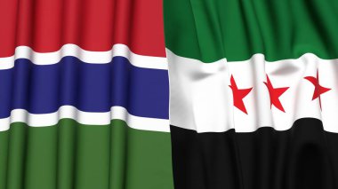 GAMBIA ve SyRIA bayrakları gerçekçi kumaş dokusuna sahip