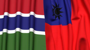 GAMBIA ve Tayvan bayrakları gerçekçi kumaş dokusuna sahip