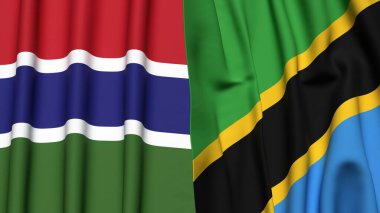 GAMBIA ve TANZANIA bayrakları gerçekçi kumaş dokusuyla