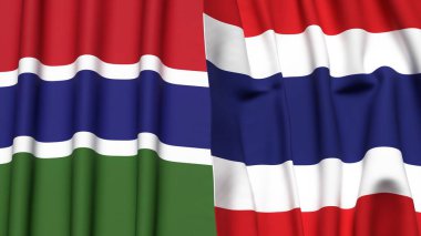 GAMBIA ve THAILAND bayrakları gerçekçi kumaş dokusuyla