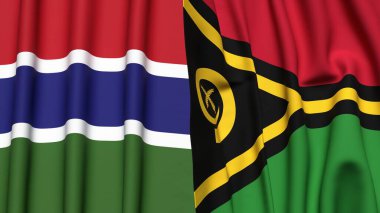 GAMBIA ve VANUATU bayrakları gerçekçi kumaş dokusuyla