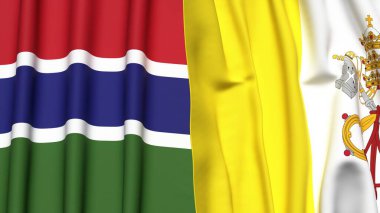 GAMBIA ve VATICAN bayrakları gerçekçi kumaş dokusuna sahip