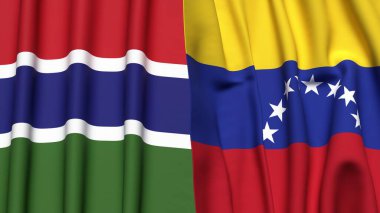 GAMBIA ve Venezuela bayrakları gerçekçi kumaş dokusuyla