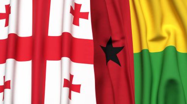 Gerçekçi kumaş dokusuna sahip GEORGIA ve GİNEA-BISSAU bayrakları