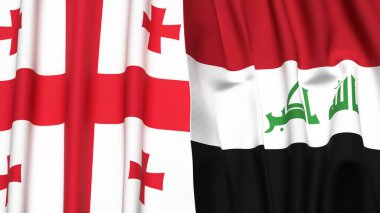 Gerçekçi kumaş dokusuna sahip GEORGIA ve IRAQ bayrakları