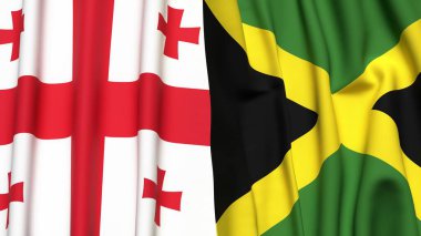 Gerçekçi kumaş dokusuna sahip GEORGIA ve JAMAICA bayrakları