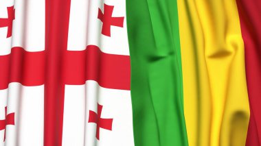 Gerçekçi kumaş dokusuna sahip GEORGIA ve MALI bayrakları
