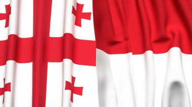 Gerçek kumaş dokusuna sahip GEORGIA ve Monako bayrakları