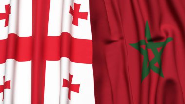 Gerçekçi kumaş dokusuna sahip GEORGIA ve MoroCCO bayrakları