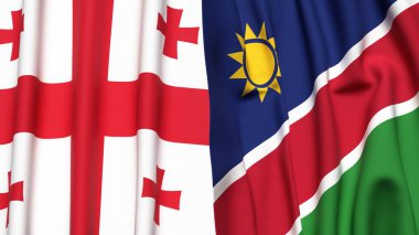 Gerçekçi kumaş dokusuna sahip GEORGIA ve NAMIBIA bayrakları