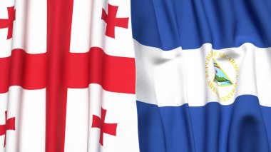 Gerçekçi kumaş dokusuna sahip GEORGIA ve NICARAGUA bayrakları