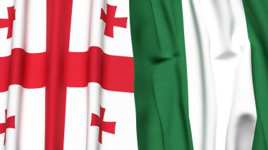 Gerçek kumaş dokusuna sahip GEORGIA ve NIGERIA bayrakları