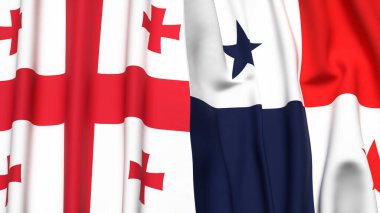 Gerçekçi kumaş dokusuna sahip GEORGIA ve Panama bayrakları