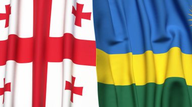 Gürcistan ve Ruanda bayrakları gerçekçi kumaş desenli.