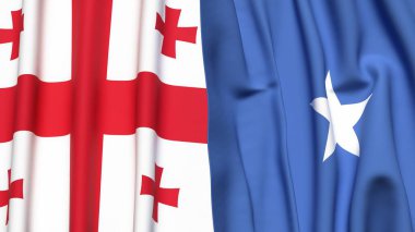 Gerçek kumaş dokusuna sahip GEORGIA ve SOMALYA bayrakları