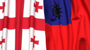 Gerçekçi kumaş dokusuna sahip GEORGIA ve Tayvan bayrakları