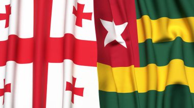 Gerçek kumaş dokusuna sahip GEORGIA ve TOGO bayrakları