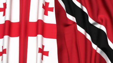 Gerçekçi kumaş dokusuna sahip GEORGIA ve TRINIDAD bayrakları