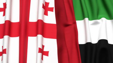 Gerçekçi kumaş dokusuna sahip GEORGIA ve BAE bayrakları