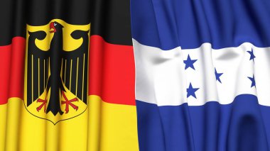 GERMANY Bayrakları ve gerçekçi kumaş dokusuna sahip HONDURAS