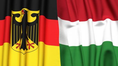 GERÇEK Bayrakları ve gerçekçi kumaş dokusuna sahip HUNGARY