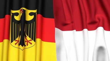 GERMANY Bayrakları ve gerçekçi kumaş dokusuna sahip INDONEZYA
