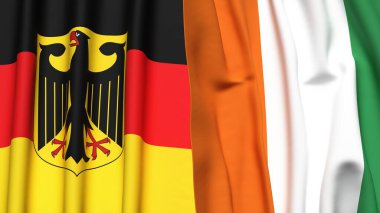 GERMANY Bayrakları ve gerçekçi kumaş dokusuna sahip IVORY Kıyı
