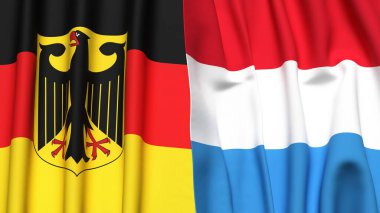GERMANY ve LUXEMBOURG bayrakları gerçekçi kumaş dokusuyla
