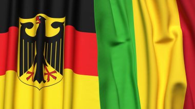 GERMANY ve MALI bayrakları gerçekçi kumaş dokusuyla
