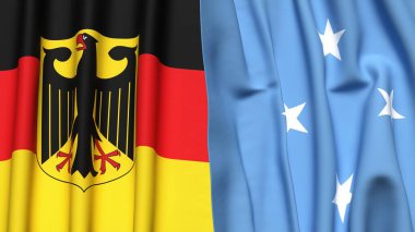 GERMANY ve MICRONEZYA bayrakları gerçekçi kumaş dokusuyla