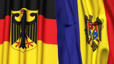 GERMANY ve MOLDOVA bayrakları gerçekçi kumaş dokusuna sahip