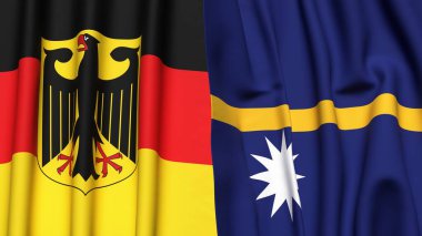 GERMANY ve NAURU bayrakları gerçekçi kumaş dokusuyla