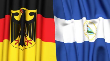 Gerçekçi kumaş dokusuna sahip ALMANY ve NICARAGUA bayrakları