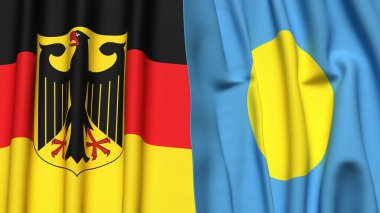 GERMANY Bayrakları ve gerçekçi kumaş dokusuna sahip PALAU