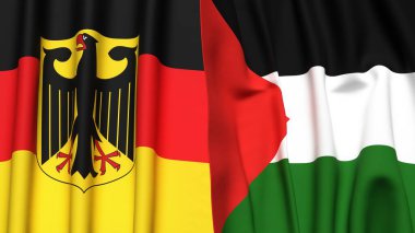 GERMANY ve Filistin 'in bayrakları gerçekçi kumaş dokusuyla