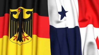 GERMANY ve Panama bayrakları gerçekçi kumaş dokusuyla