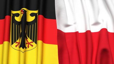 GERMANY ve POLAND bayrakları gerçekçi kumaş dokusuyla