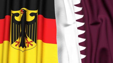 GERMANY Bayrakları ve gerçekçi kumaş dokusuna sahip Katar