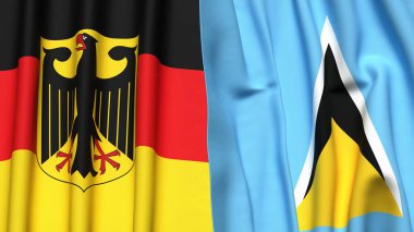 GERMANY Bayrakları ve gerçekçi kumaşlı Aziz LUCIA
