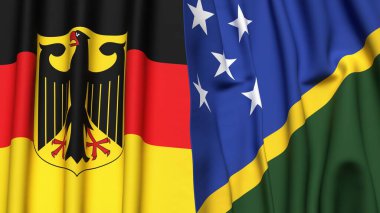 GERMANY VE SOLOMON Adaları bayrakları gerçekçi kumaş dokusuna sahip