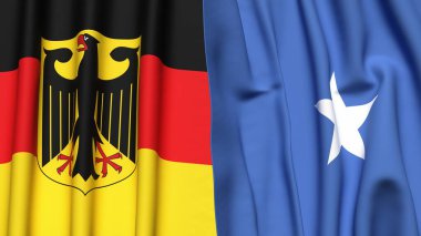 Gerçekçi kumaş dokusuna sahip ALMANY ve SOMALYA bayrakları