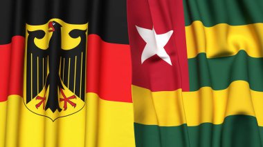 GERMANY ve TOGO bayrakları gerçekçi kumaş dokusuyla