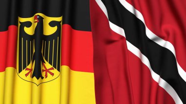 Gerçekçi kumaş dokusuna sahip ALMANY ve TRINIDAD bayrakları